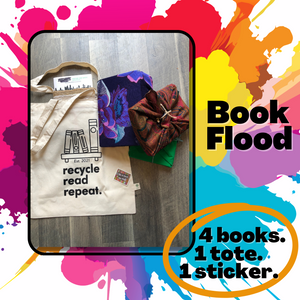 Book Flood: 4 Book Sampler + 1 Tote Bag + 1 Sticker