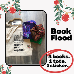 Book Flood: 4 Book Sampler + 1 Tote Bag + 1 Sticker