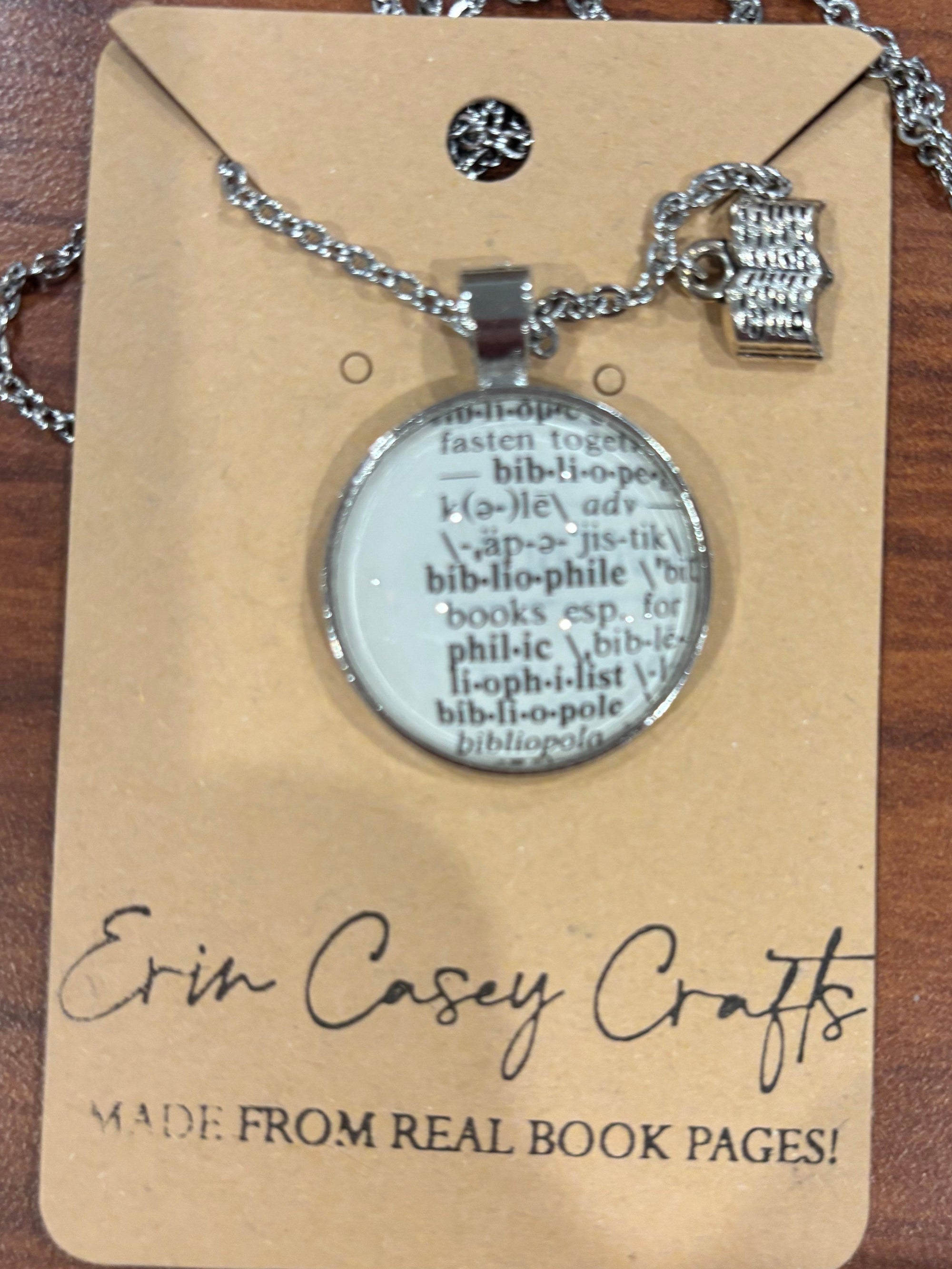 Dictionary Pages: Bibliophile Necklace