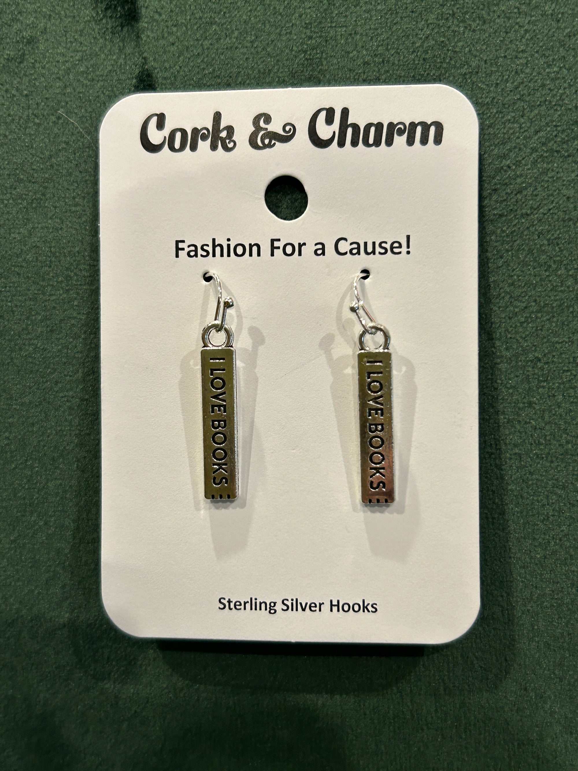 I Love Books Sterling Silver Earrings