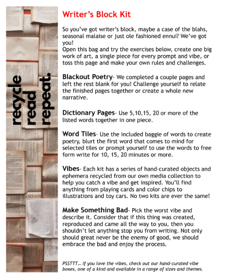 Writer's Block Kits - Recycle Read Repeat