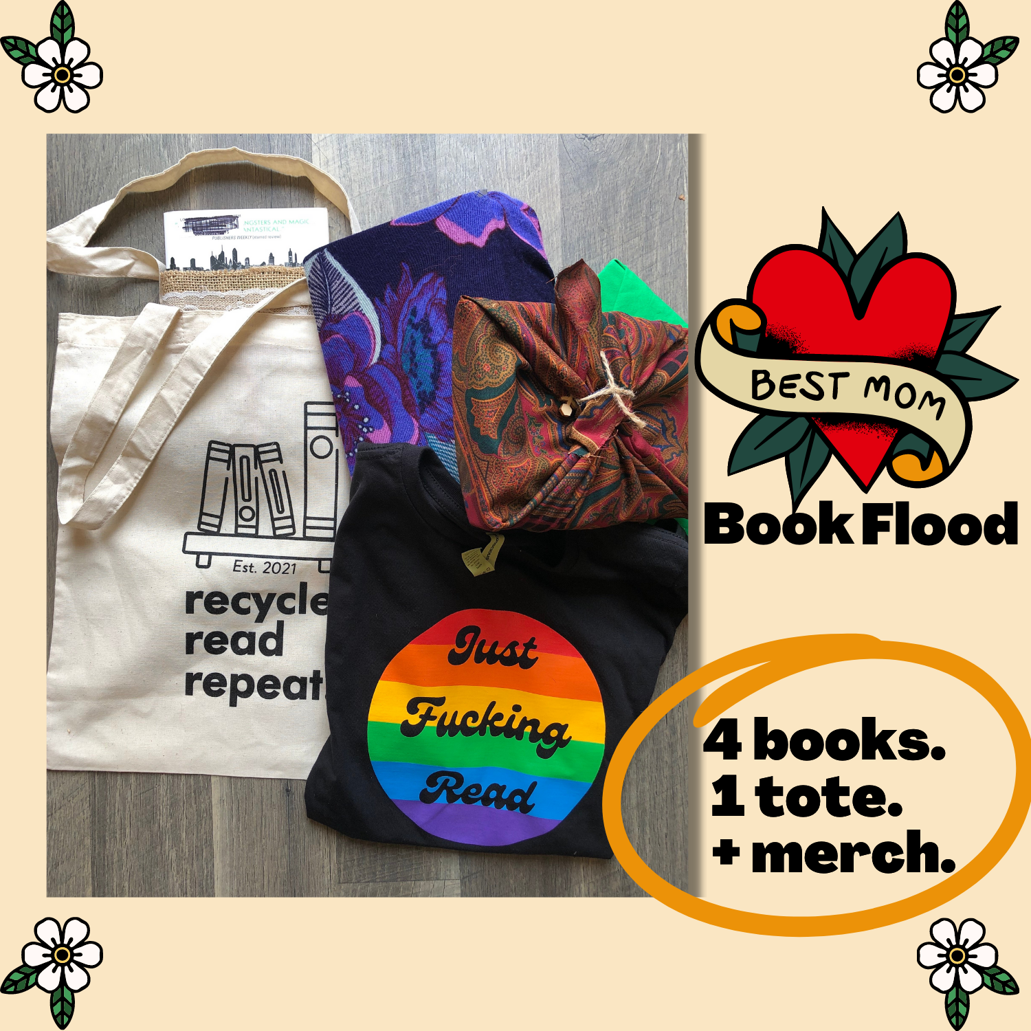 BEST MOM Book Flood: 4 Book Sampler + 1 Tote Bag